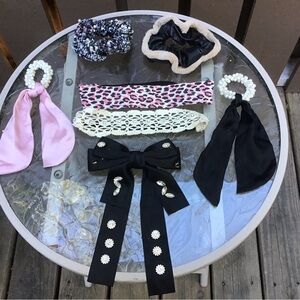 Stylish Hair Accessories Lot, Pony Tails, Headbands, Scrunchies + Free Gift!
